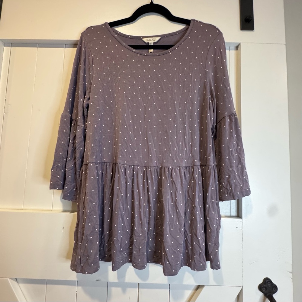 Matilda Jane Women’s Perfect in Purple Polka-Dot Knit Jersey Tunic Size Large - Picture 2 of 6